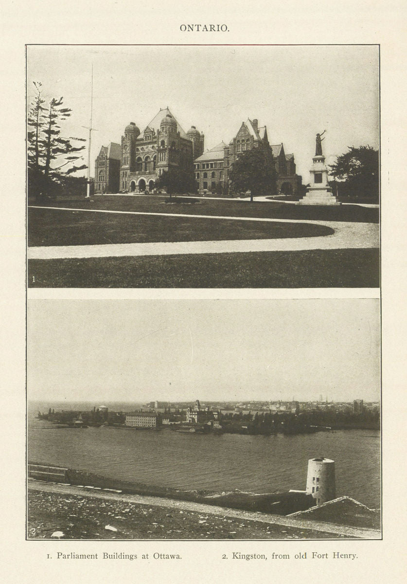 ONTARIO. Ottawa Parliament Buildings. Kingston from old Fort Henry. Canada 1907